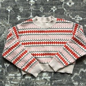 SUNDAY BEST cropped fair isle sweater size medium